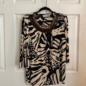 Chico’s Travelers Beaded Neckline Top